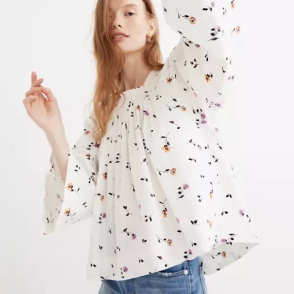 Madewell NEW Square Neck Top in Sweet Blossoms - Picture 2 of 11
